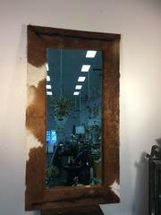 Magnificent Wall Mirror with Cowhide Frame