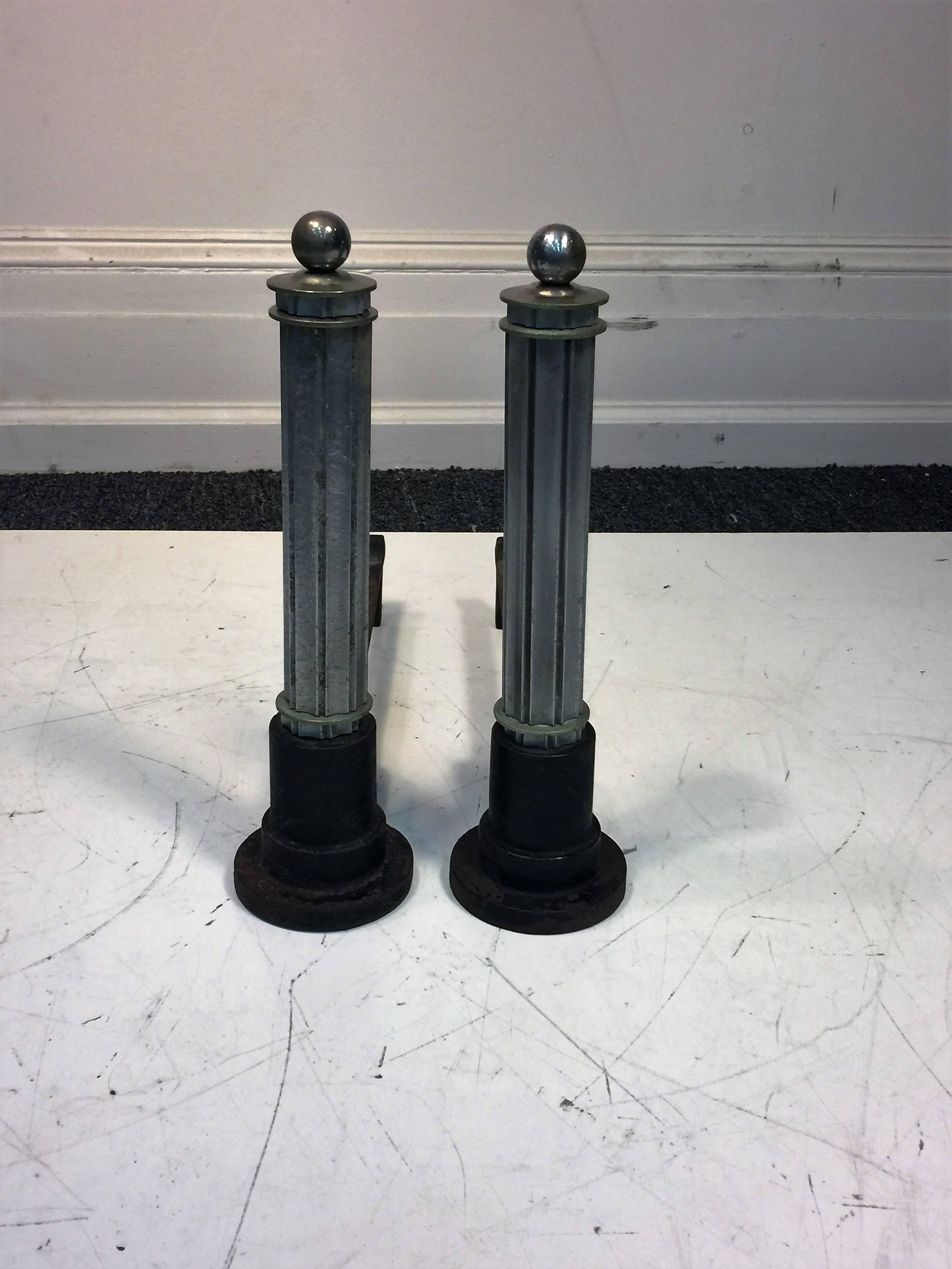 Three Sets of Art Deco Andirons In Good Condition For Sale In Mount Penn, PA