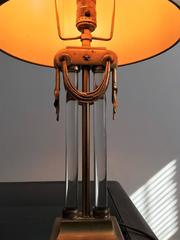 Modernist Grecian Art Deco Brass and Glass Rod Lamp by Gilbert Rohde