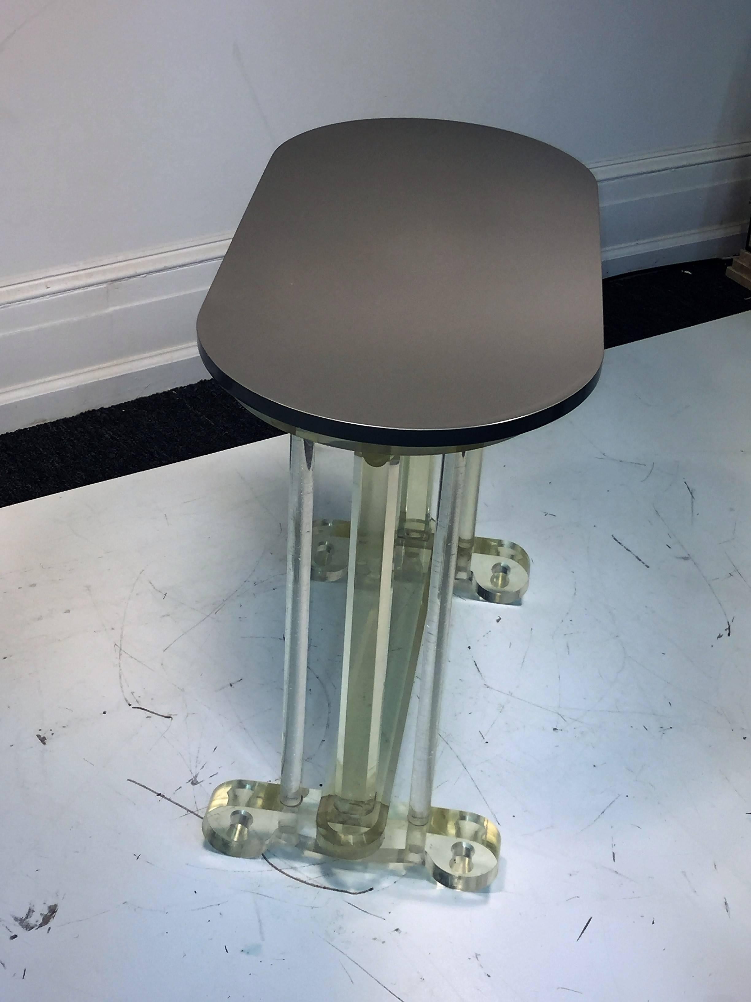 Late 20th Century Great Grosfeld House Style Grey Lacquered Oblong Wood and Lucite Base Table For Sale