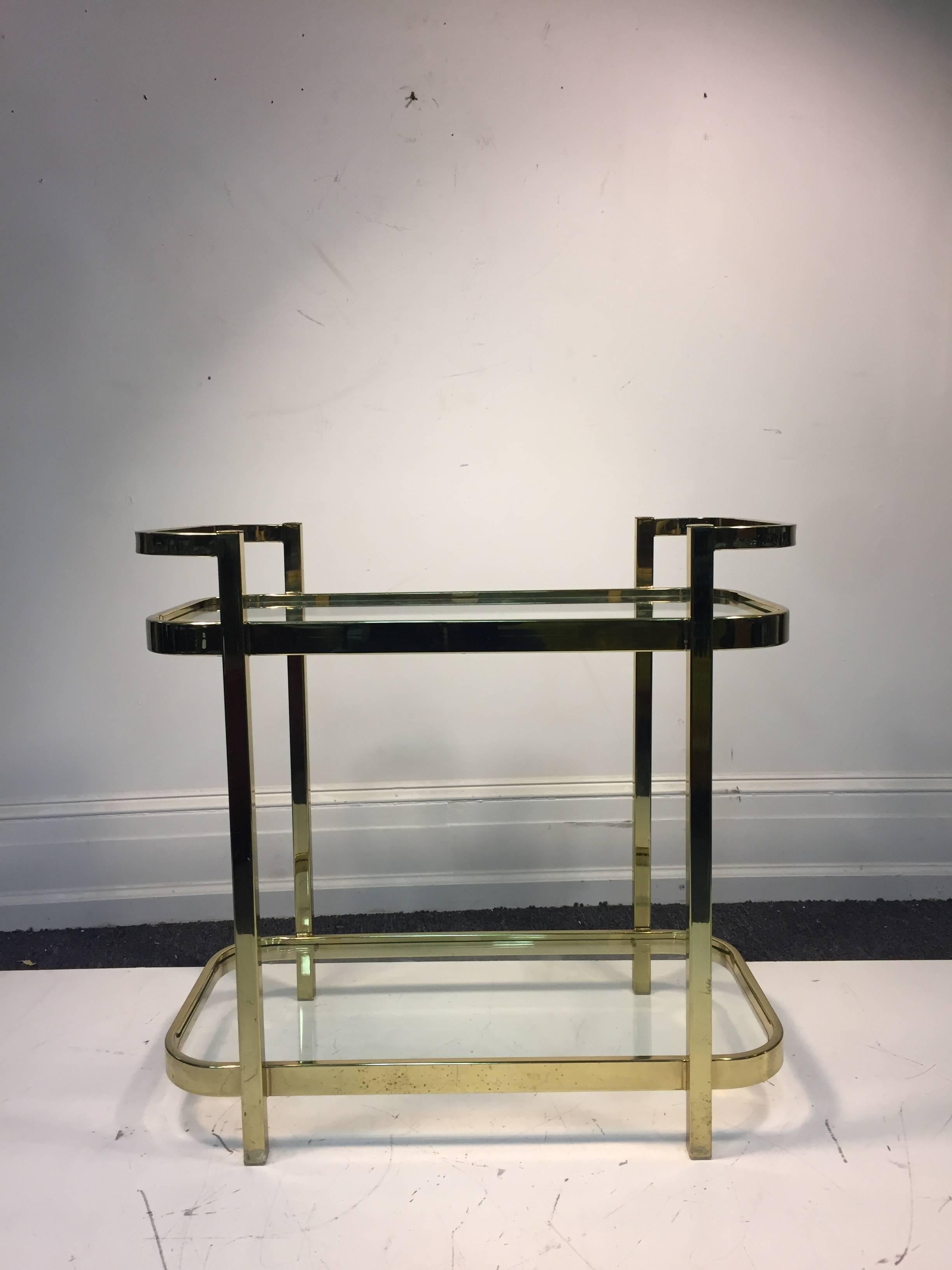 20th Century Exceptional Brass Bar Cart by Milo Baughman For Sale
