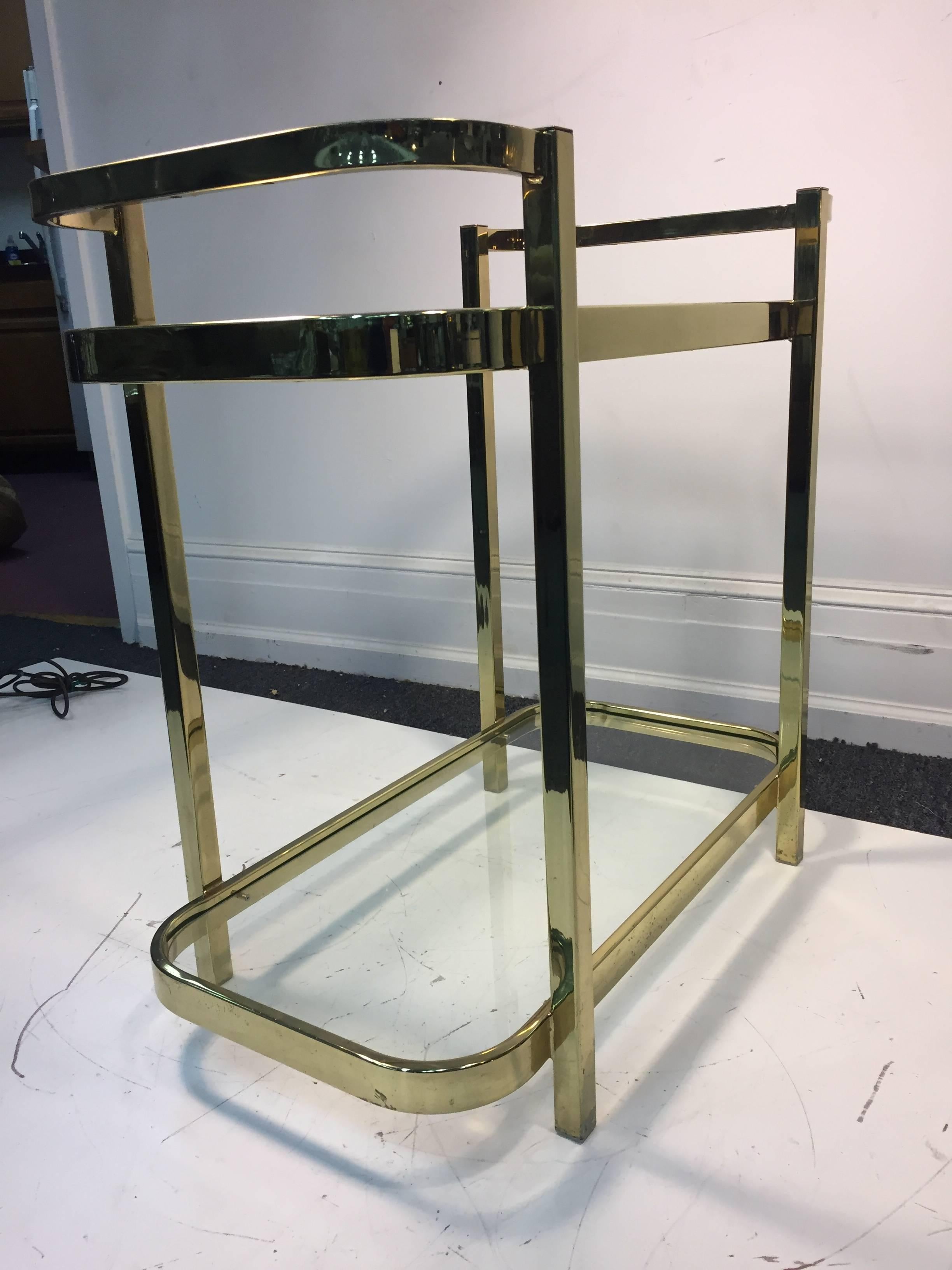 Exceptional Brass Bar Cart by Milo Baughman For Sale 1