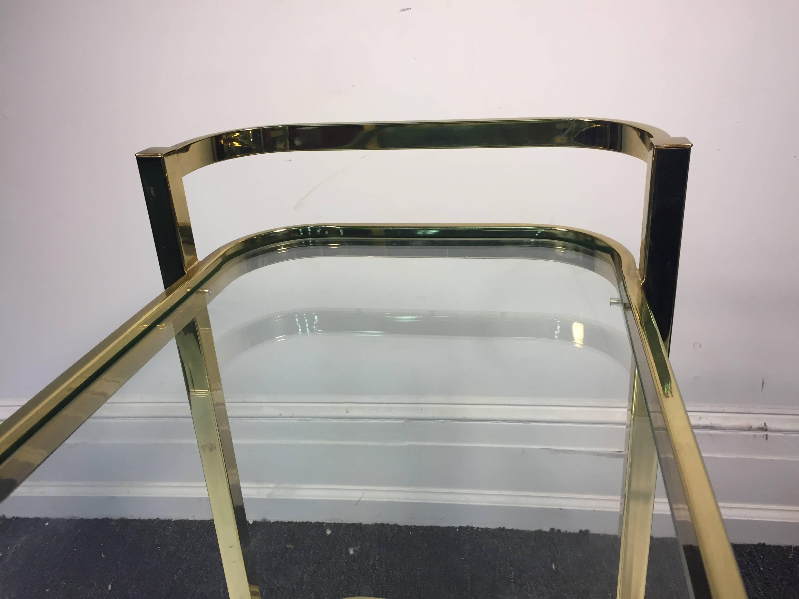 Exceptional Brass Bar Cart by Milo Baughman For Sale 2