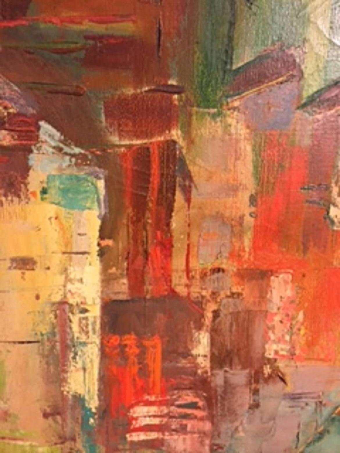 Mid-Century Modern Great Abstract Modern Painting in the Manner of Gerhard Richter For Sale