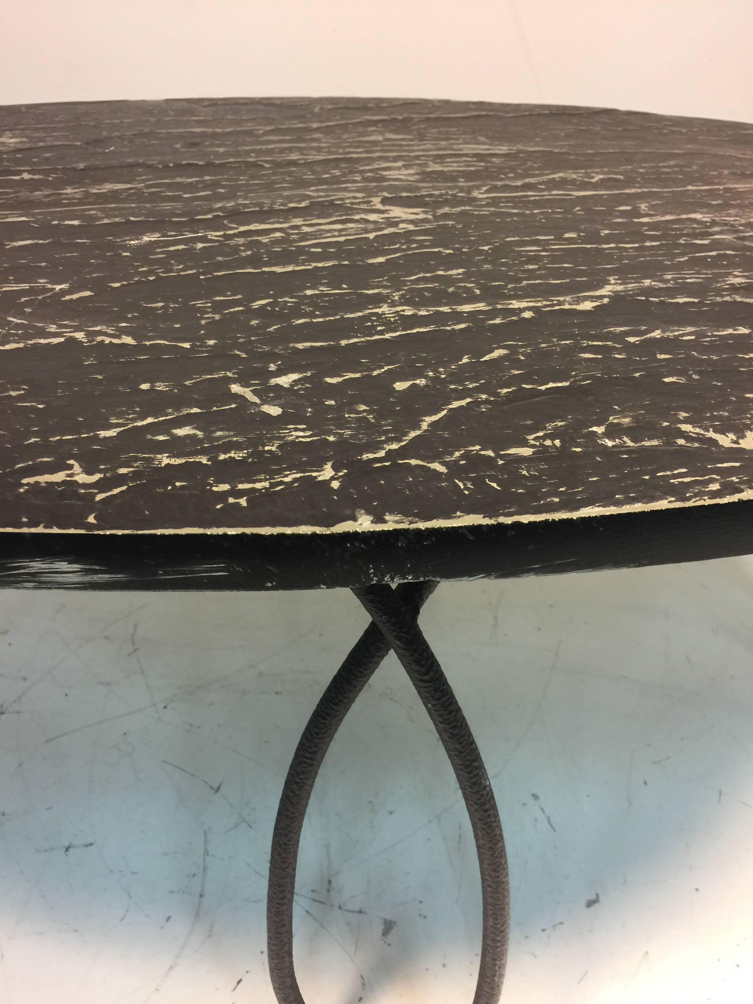American Stunning Slate Top Coffee Table in the Manner of Jean Royère For Sale