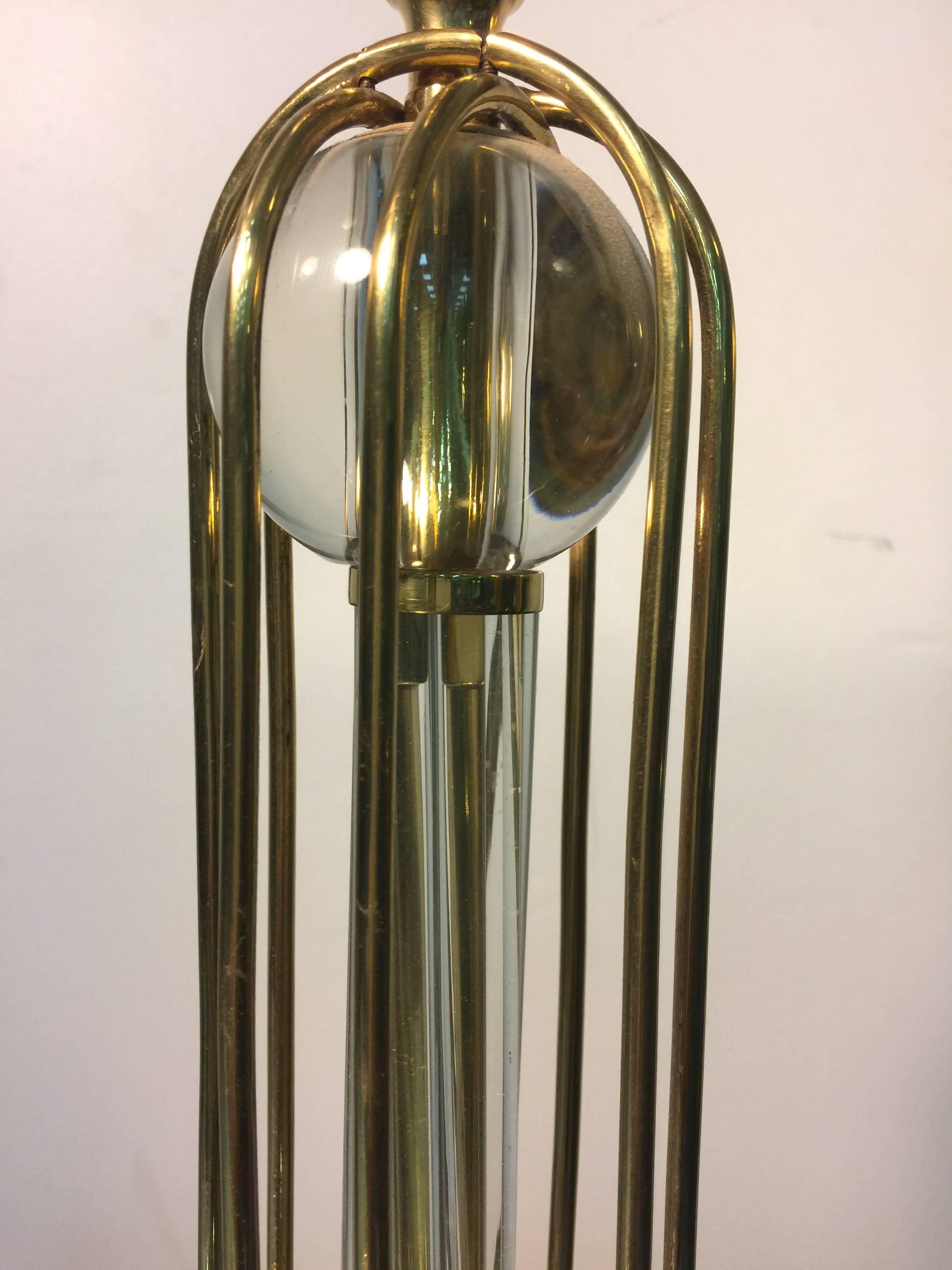 American Beautiful Brass Table Lamp with Glass Ball and Cage Design For Sale