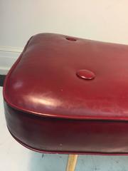 Gorgeous Italian Burgundy Color Bench with Brass Legs in the Manner of Gio Ponti