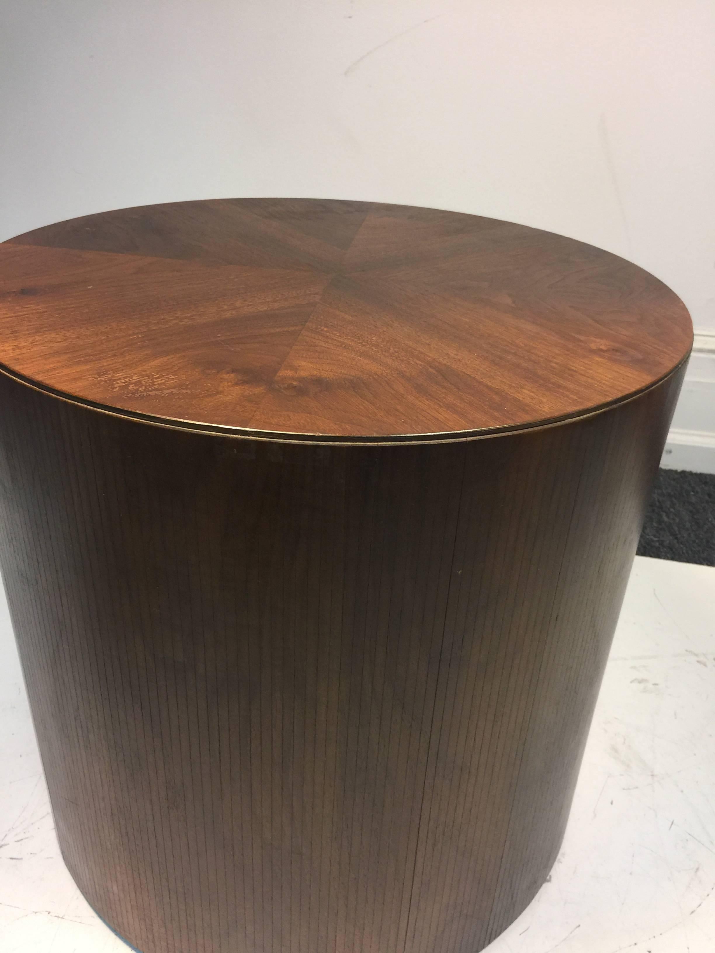 Walnut Substantial Drum Table or Pedestal by Lane For Sale