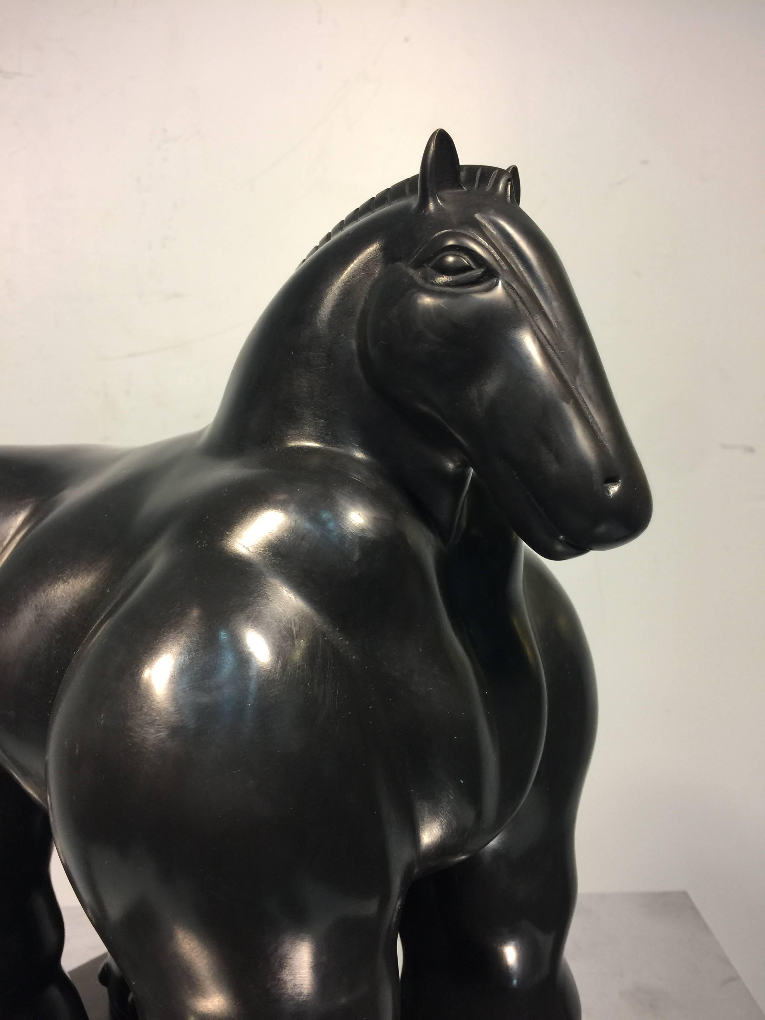 Italian After Fernando Botero Bronze Trojan Horse Sculpture