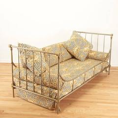 Exceptional Steel and Brass French Daybed by Maison Jansen with Fine Details