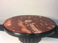 Magnificent Oval Rose Colored Marble-Top Coffee Table Attributed to Dunbar