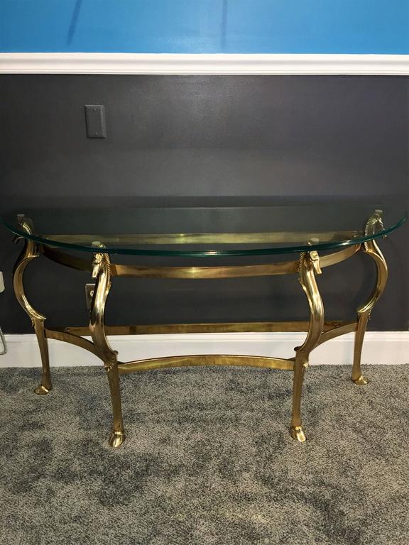 Glamorous Italian Polished Brass Seahorse Console Table For Sale at 1stDibs