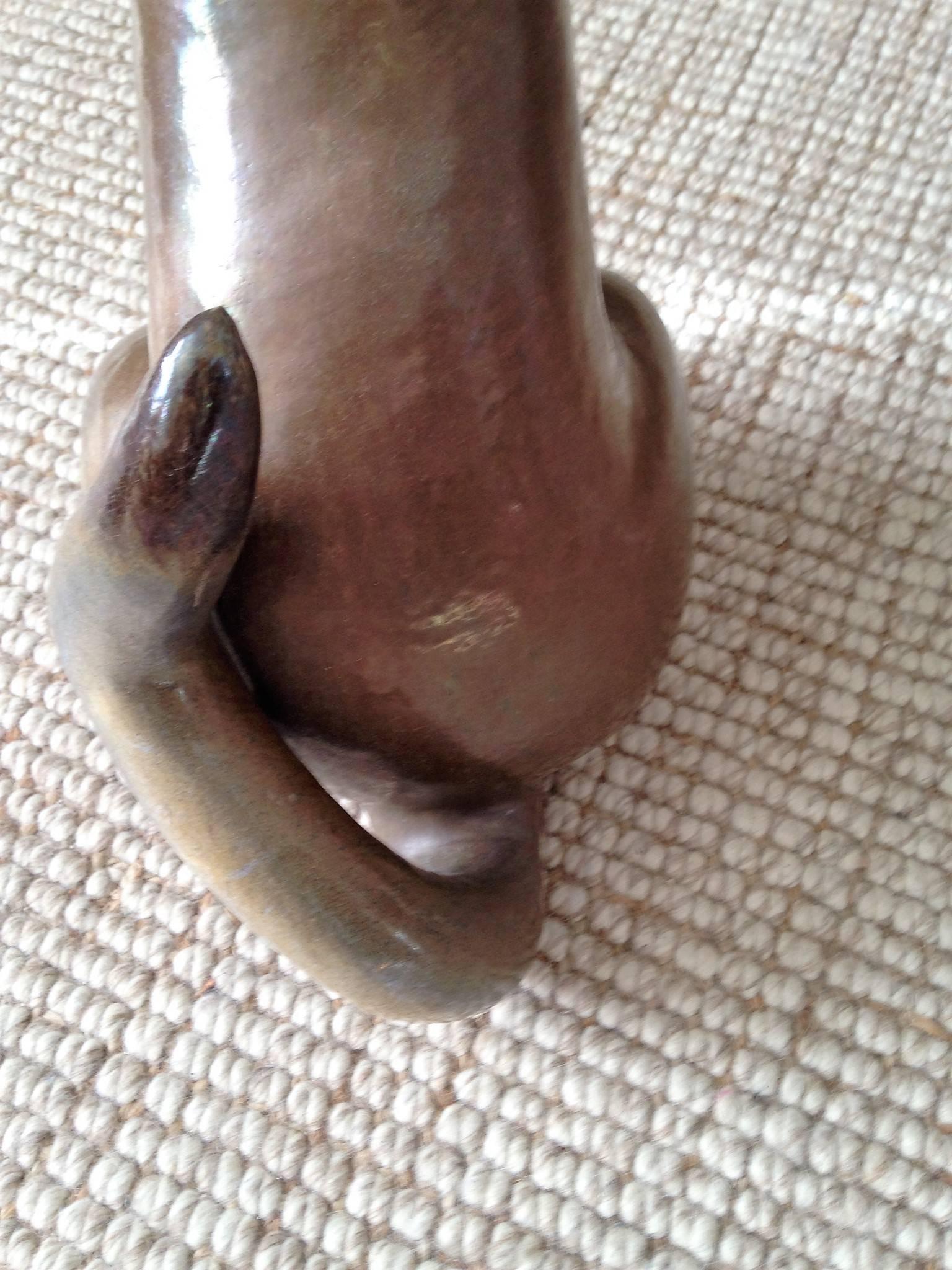 Mid-20th Century Unusual Modernist Italian Pottery Weasel Sculpture For Sale