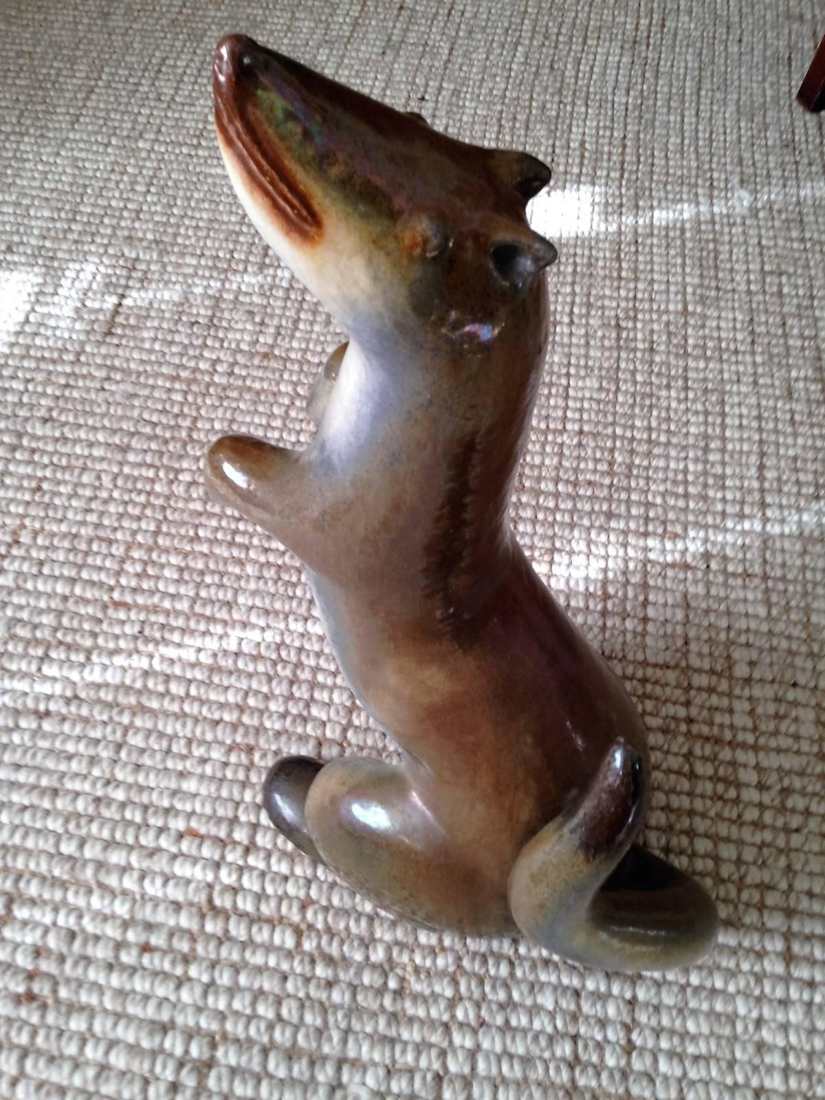 Unusual Modernist Italian Pottery Weasel Sculpture For Sale 3