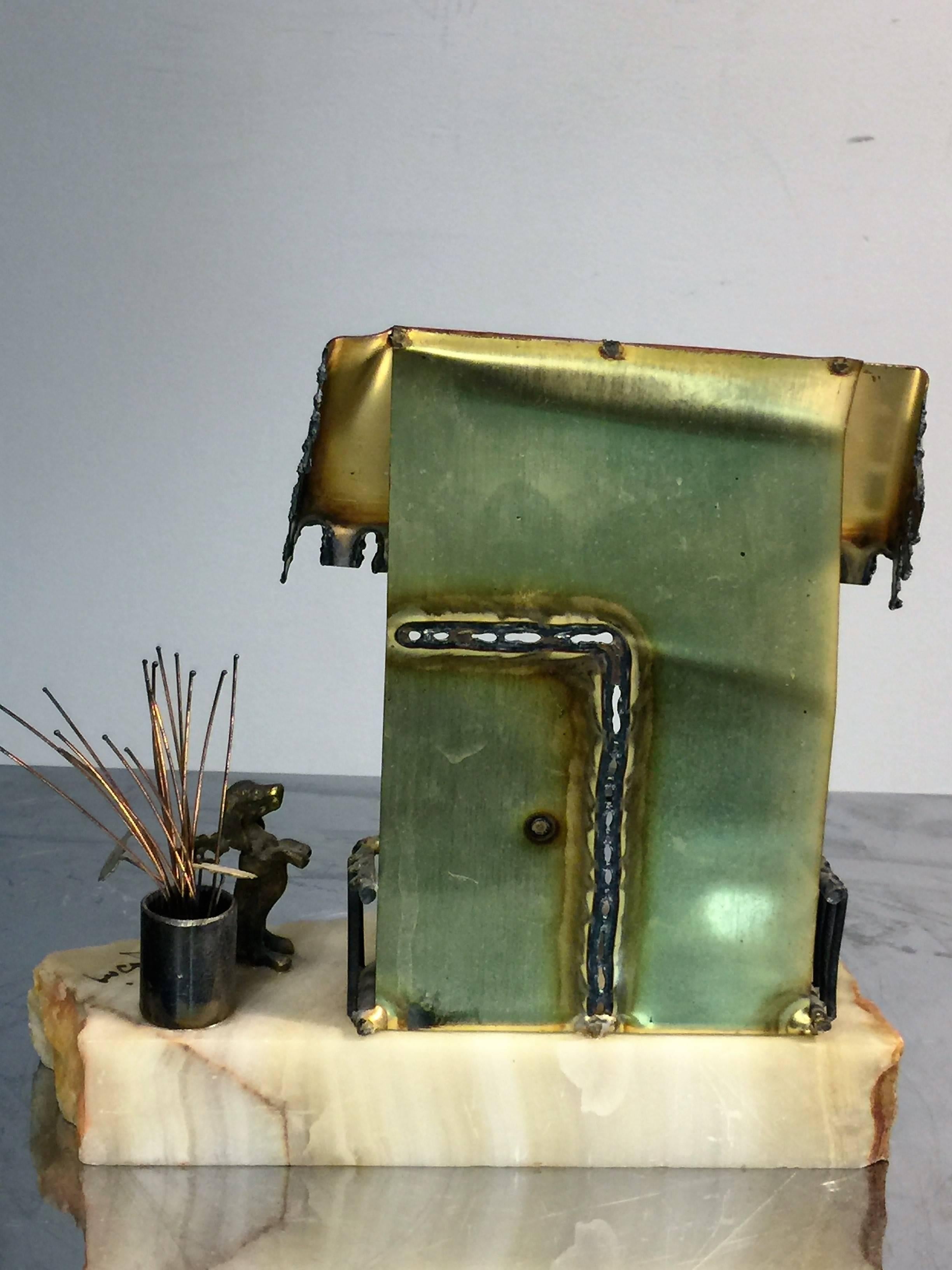 Hand-Crafted Brutalist Ice Cream Parlor Sculpture on Jagged Onyx Base For Sale