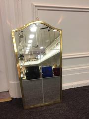 Exceptional Etched Wall Mirror with Brass Frame in the Style of Maison Baguès