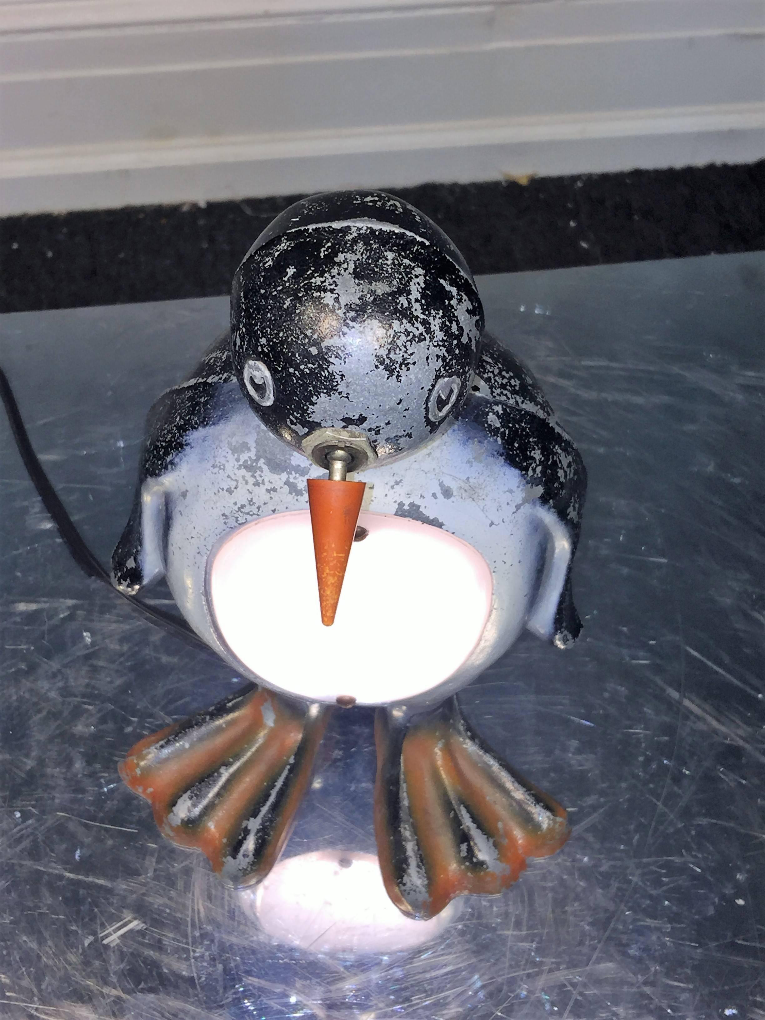 Adorable Rare Art Deco Penguin Lamp In Good Condition For Sale In Mount Penn, PA