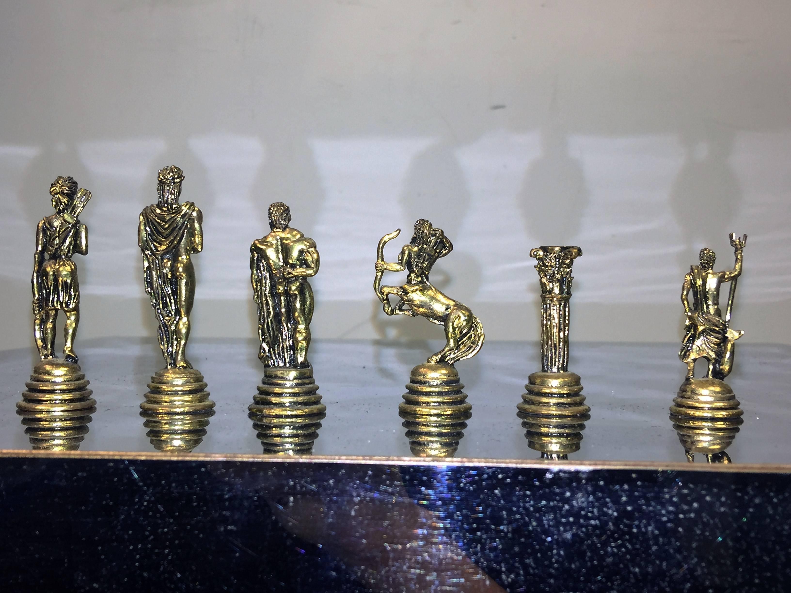 Late 20th Century 1970s Greek Mythological Two-Tone Chess Set For Sale