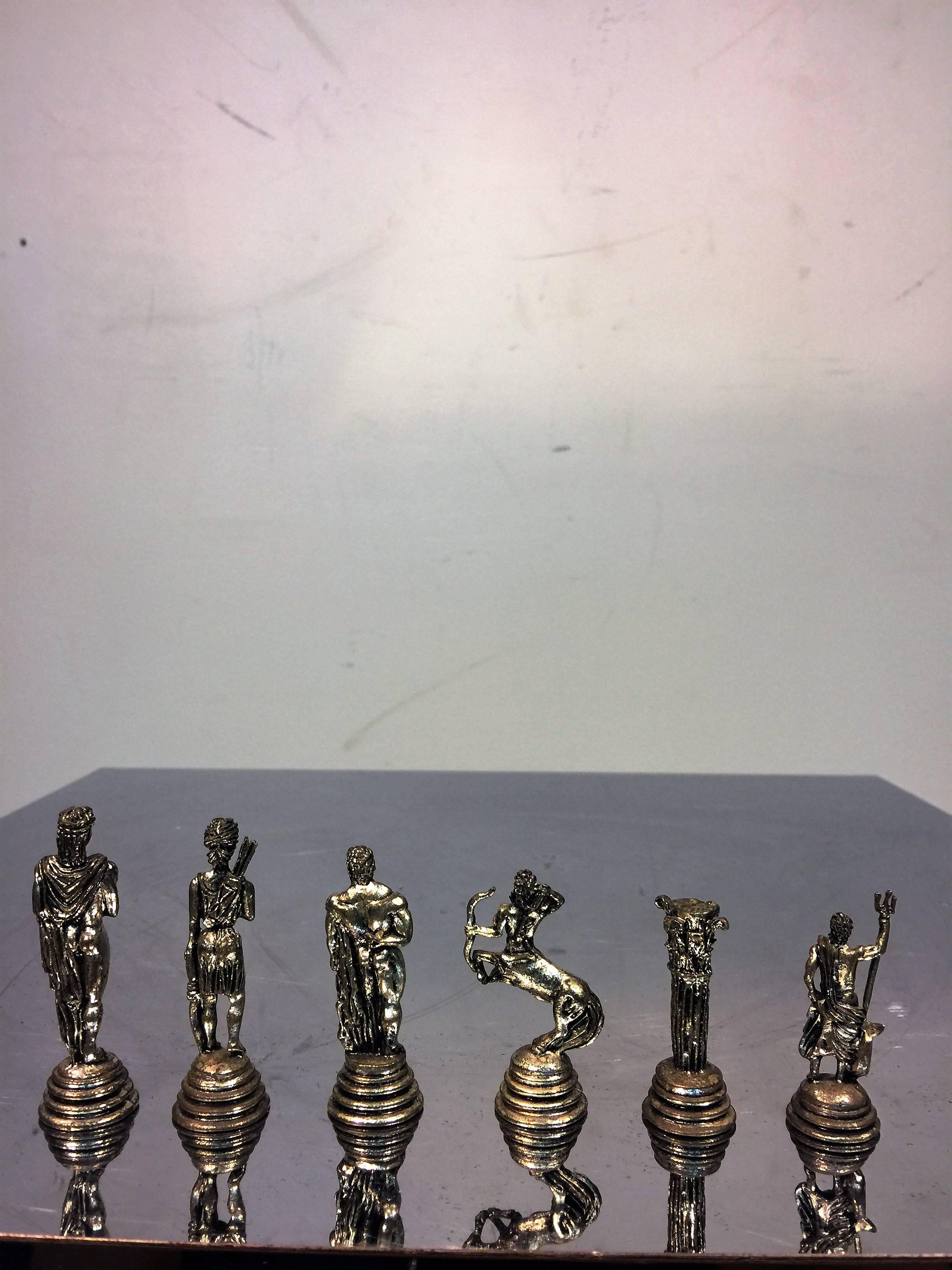 1970s Greek Mythological Two-Tone Chess Set For Sale 1