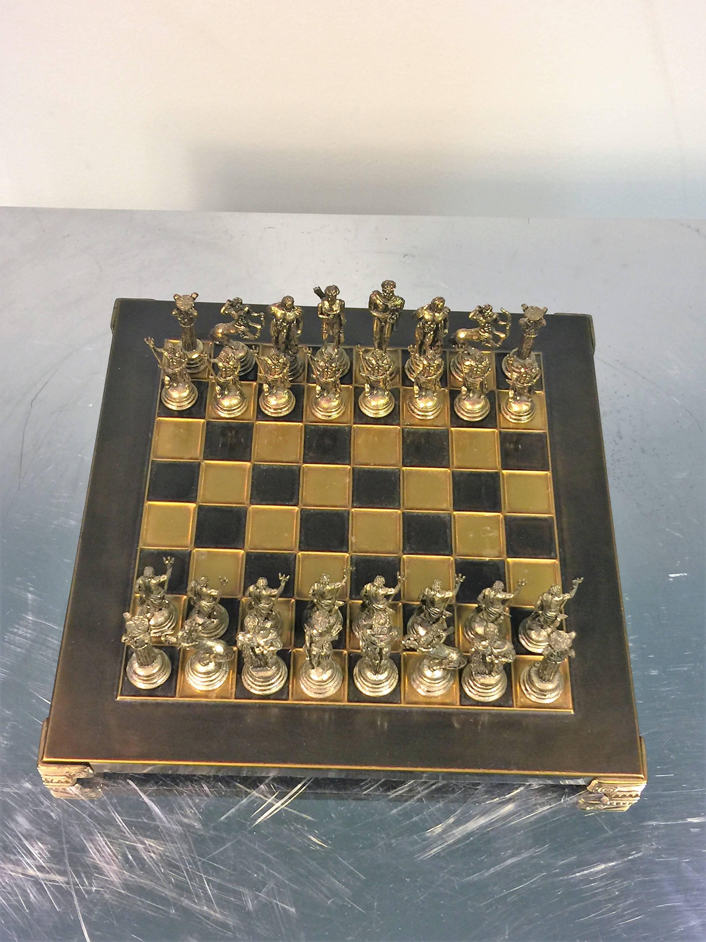 1970s Greek Mythological Two-Tone Chess Set For Sale 3