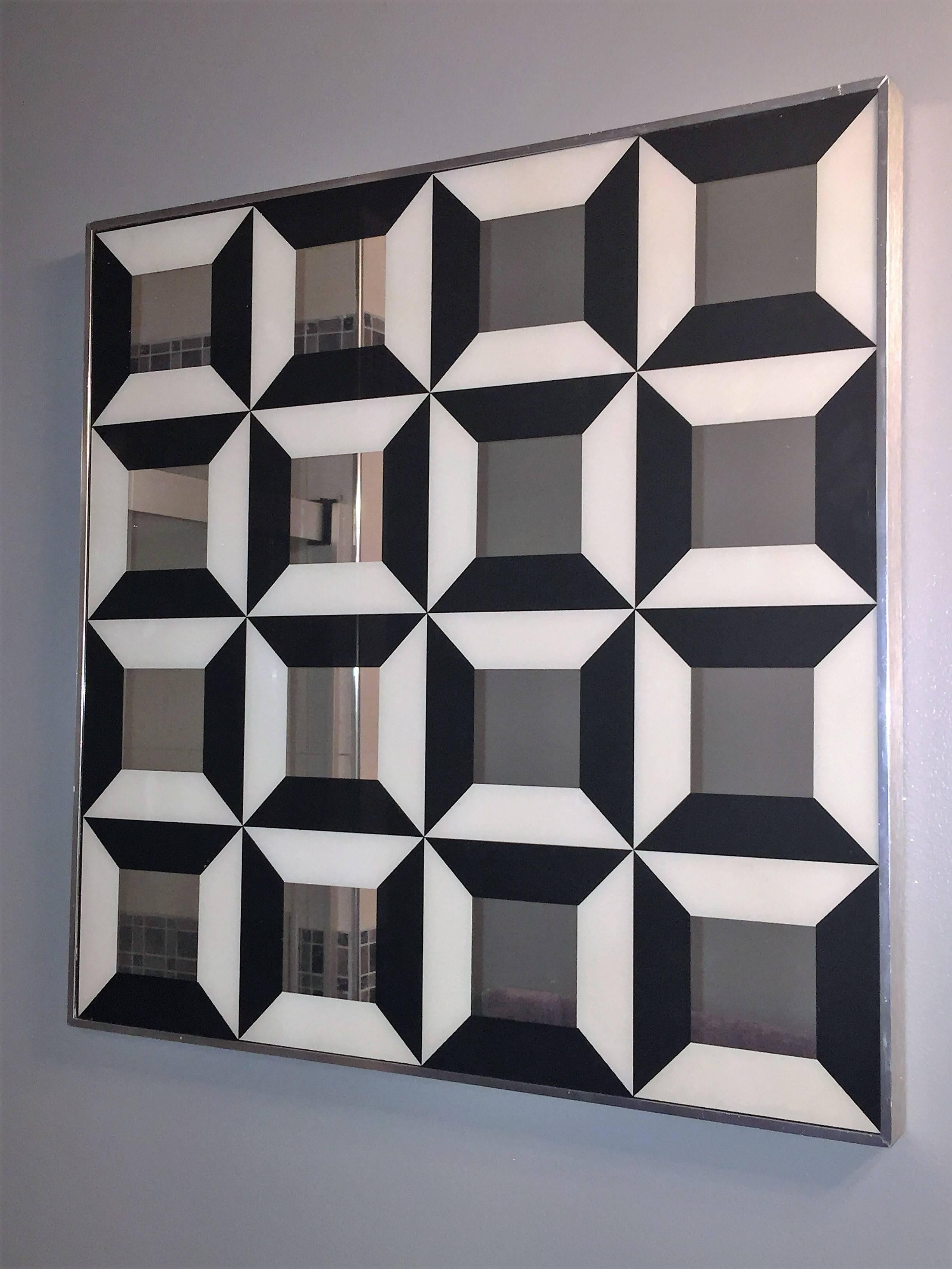 Modern Great Verner Panton Black and White Optical Mirror For Sale