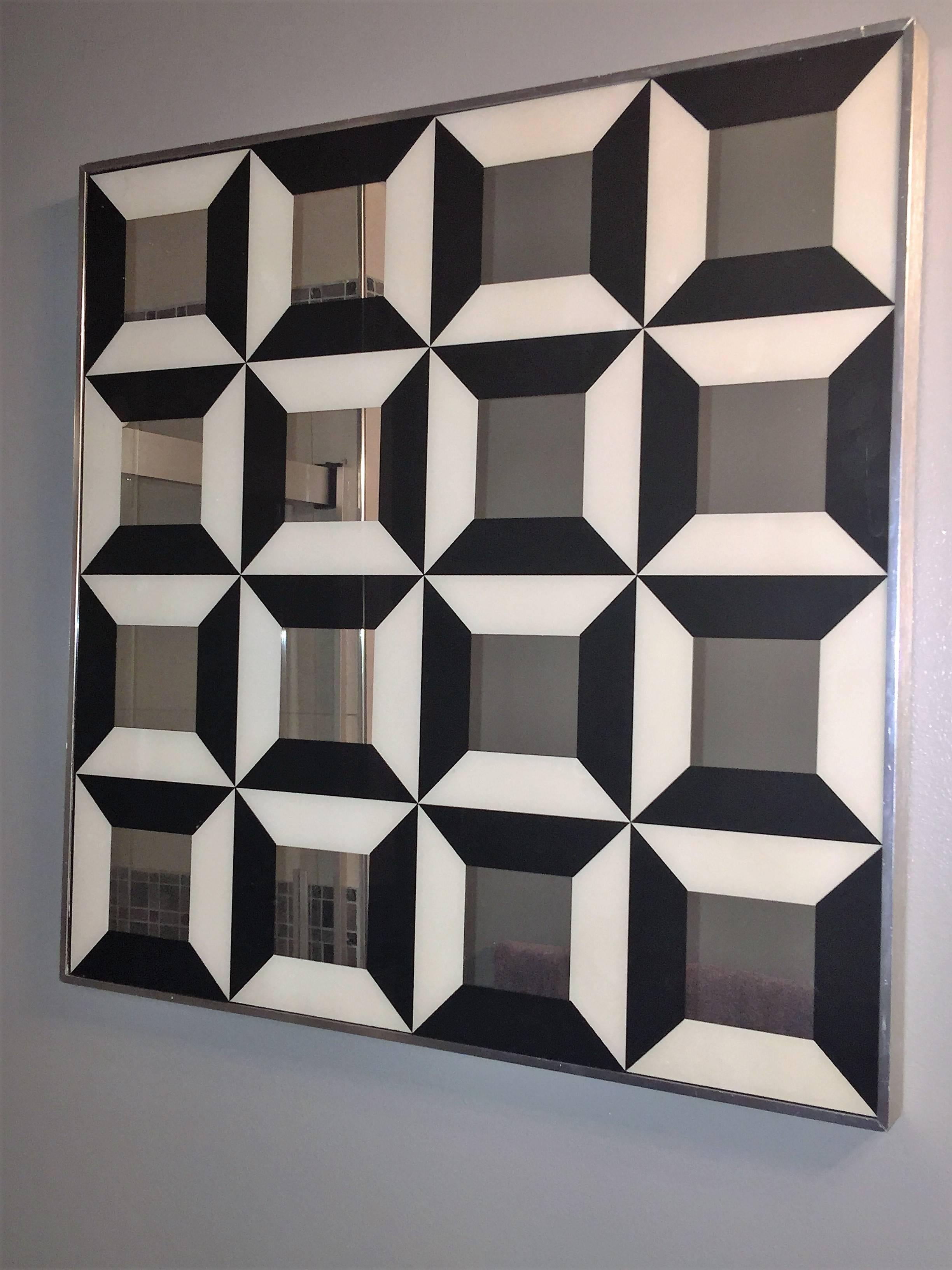 Late 20th Century Great Verner Panton Black and White Optical Mirror For Sale