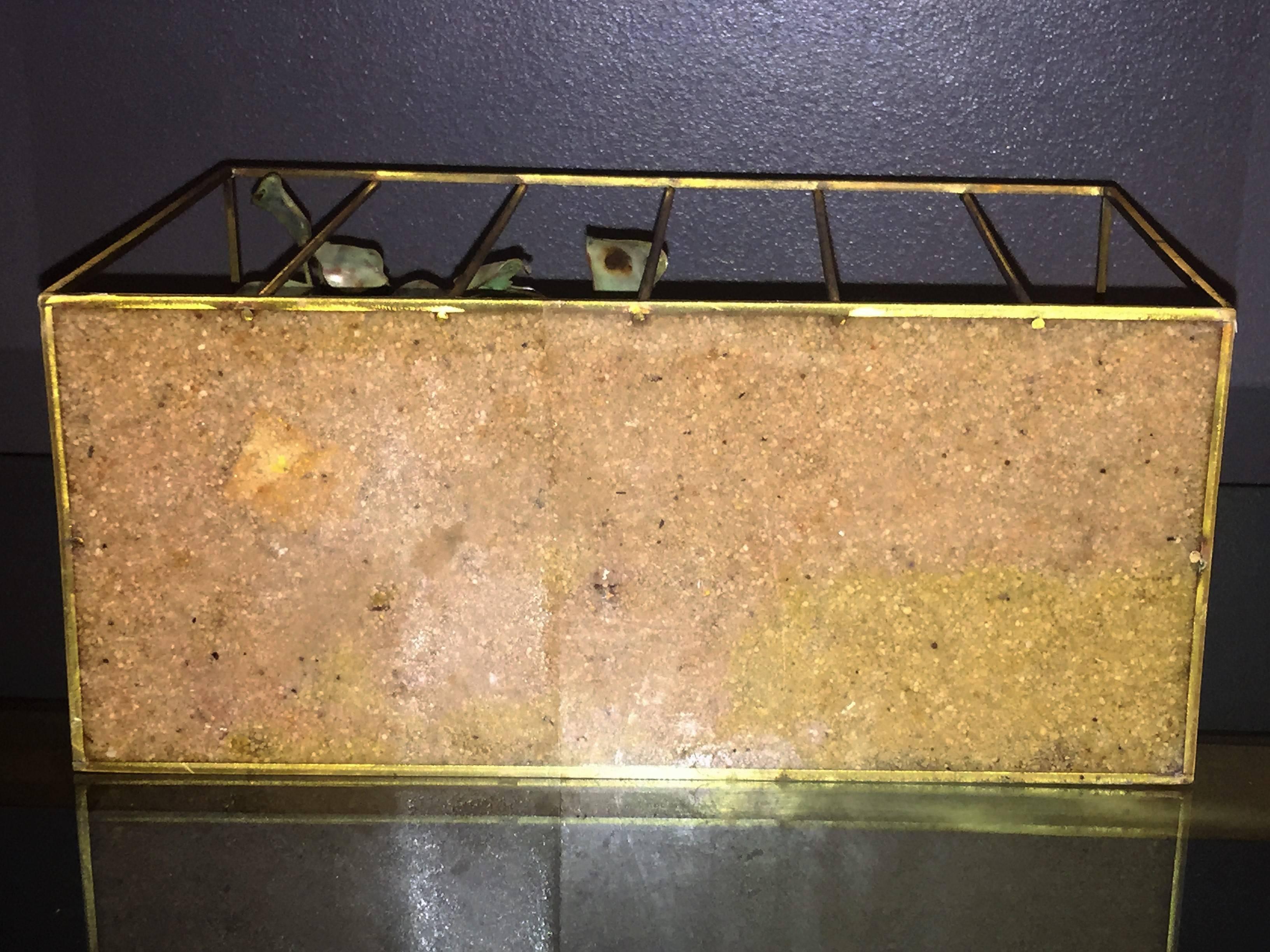 Late 20th Century Animated Curtis Jere Modernist Pop Orange Resin Lion in Brass Cage Sculpture For Sale