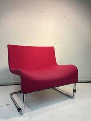 Fabulous Pair of French Chairs by Pierre Paulin in Original Pink Fabric