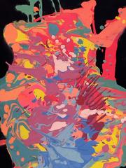 Four Modern Abstract Splatter Paintings