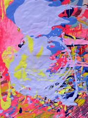 Two Modern Multi Colored Abstract Splatter Paintings