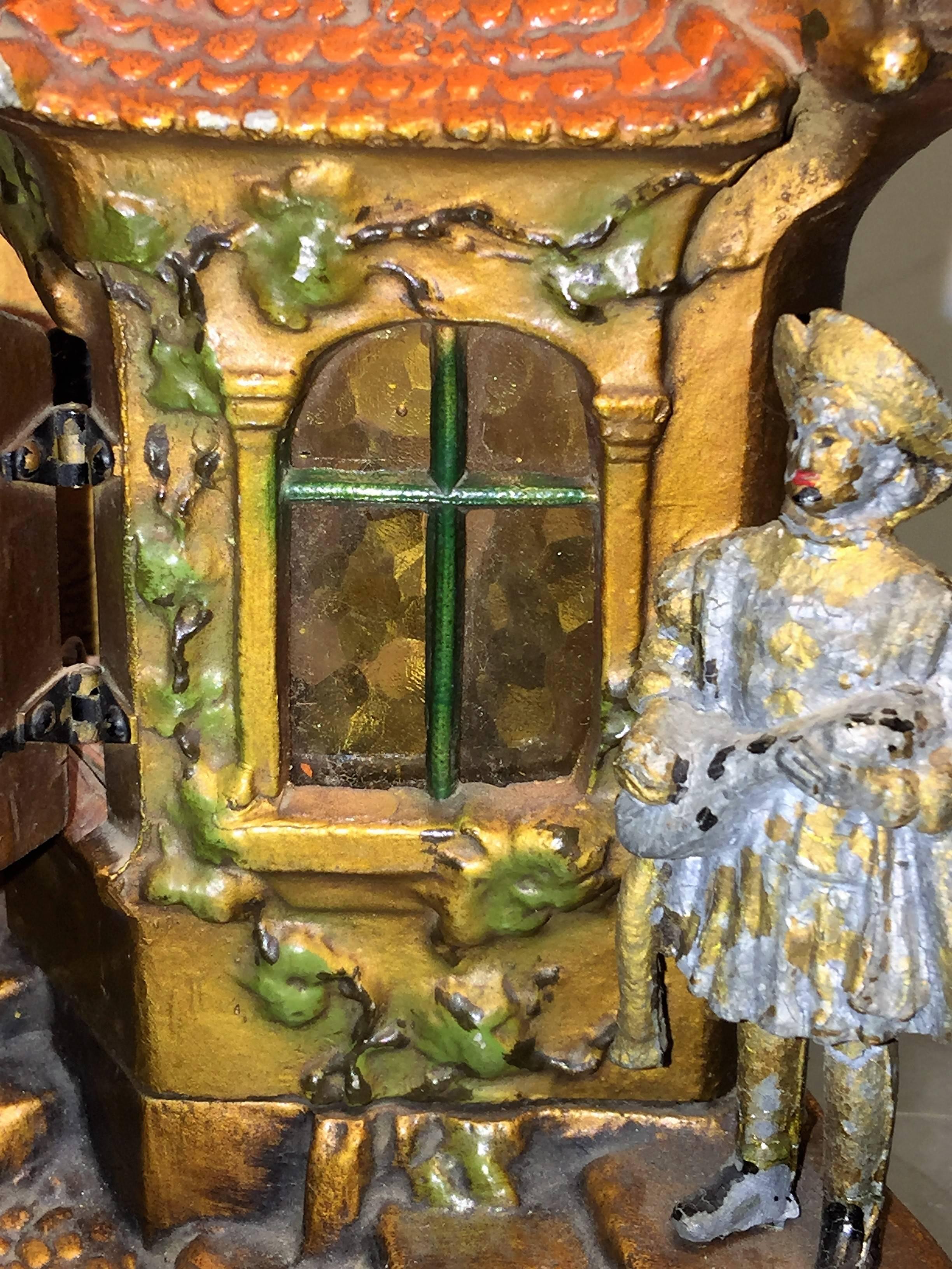 Franz Bergmann Cobblers Shop House Metal Lamp In Excellent Condition For Sale In Mount Penn, PA