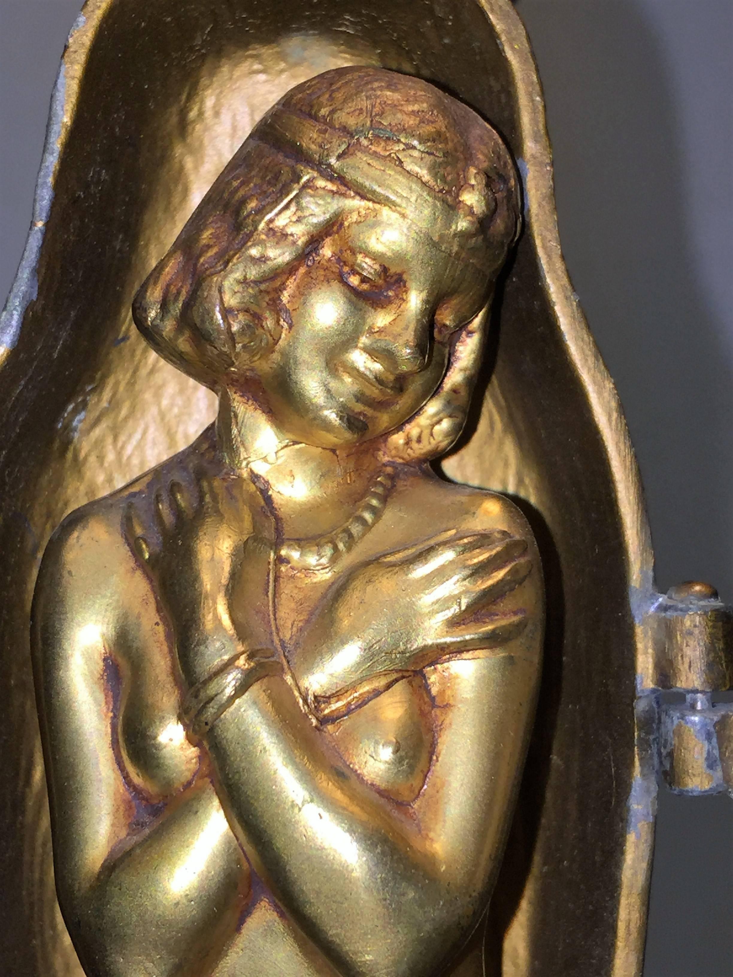 Early 20th Century Interesting Art Deco Naughty Nude Egyptian Sarcophagus Lamp For Sale