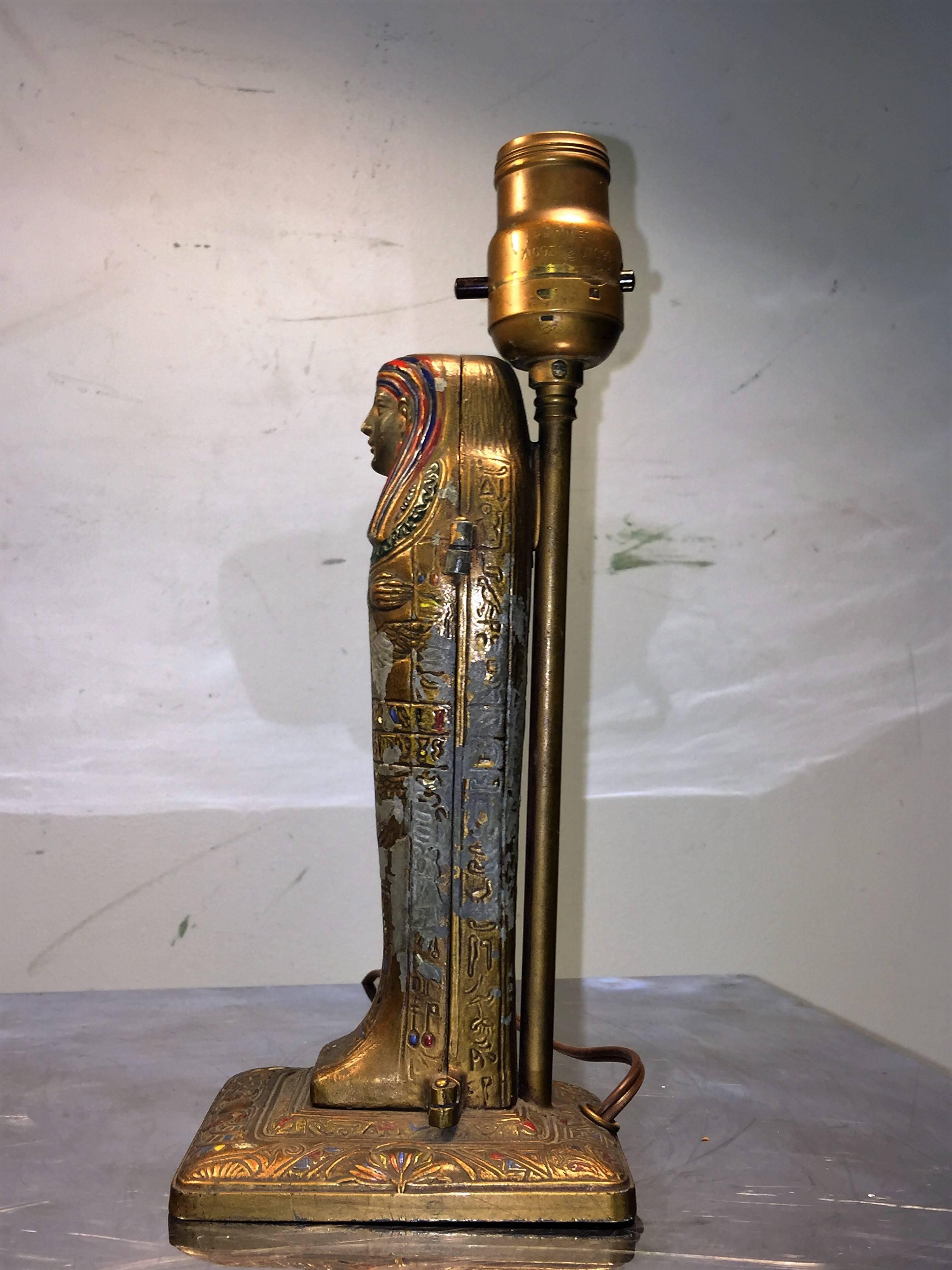 Interesting Art Deco Naughty Nude Egyptian Sarcophagus Lamp For Sale 1
