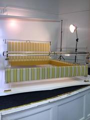 Magnificent Charles Hollis Jones Lucite and Brass Upholstered Bed