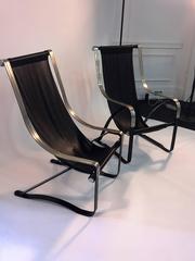 Art Deco Pair of Sling Chairs Designed by Salvatore Bevelacqua