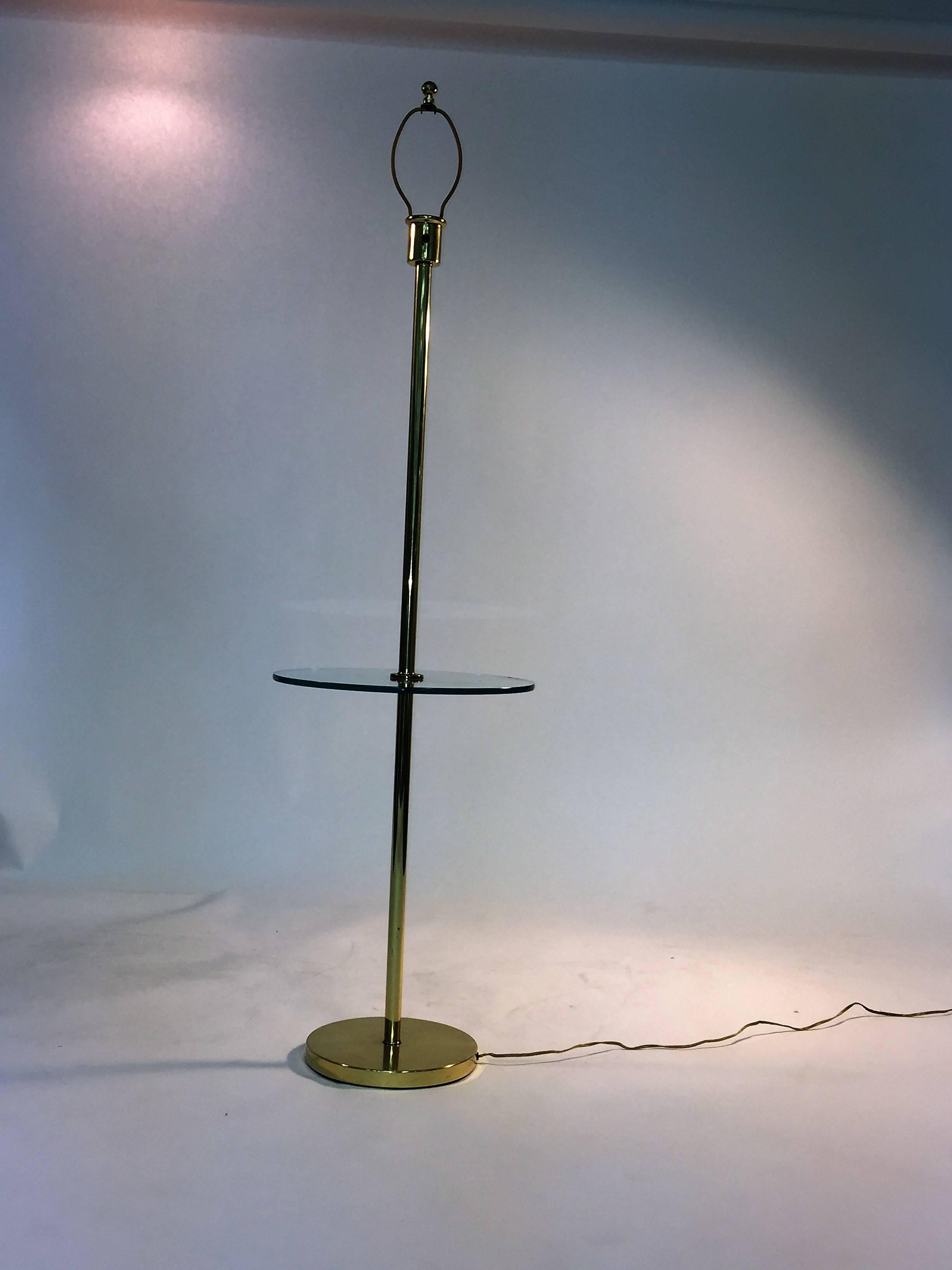 Great Frederick Cooper Brass and Glass Floor Lamp In Excellent Condition For Sale In Mount Penn, PA