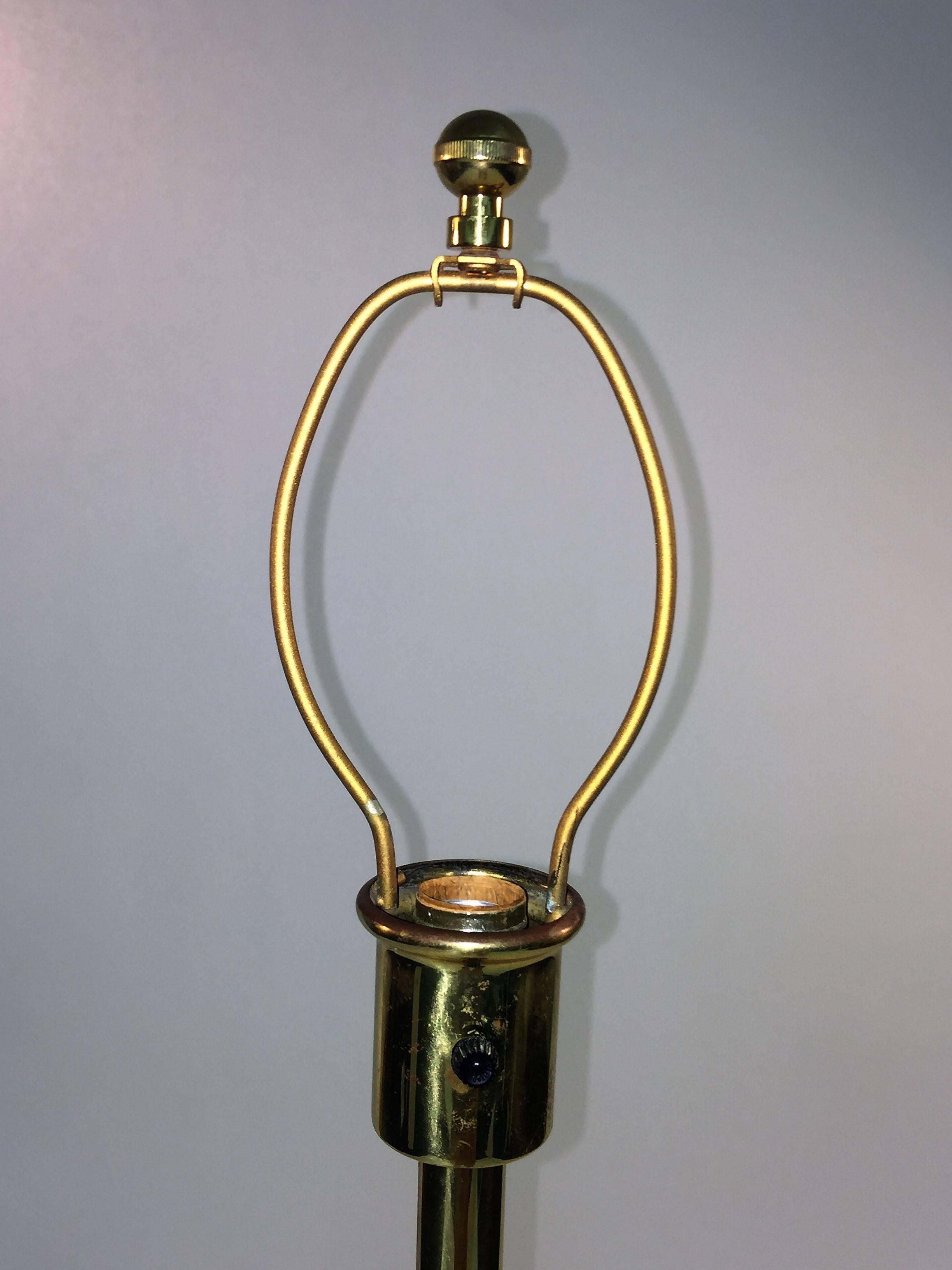 Late 20th Century Great Frederick Cooper Brass and Glass Floor Lamp For Sale