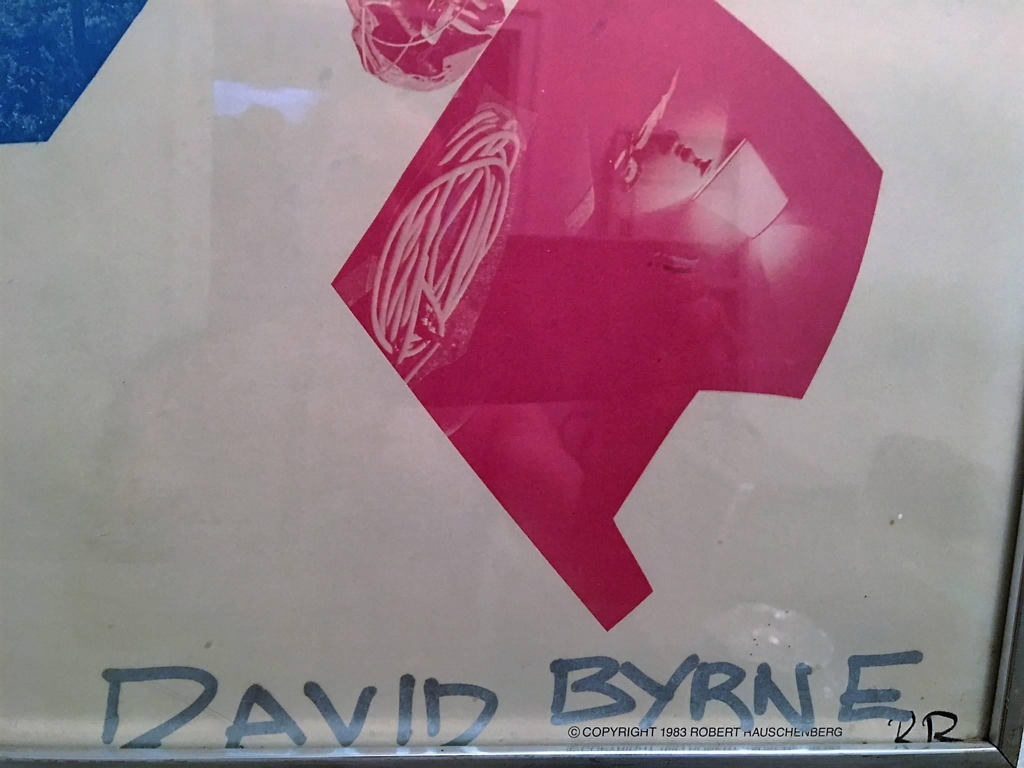 American Robert Rauschenberg and David Byrne Signed Talking Heads Framed Artwork