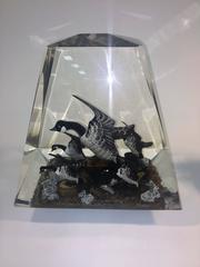 Glorious Modern Trio of High End Lucite Obelisks Encassed with Woodland Scenes