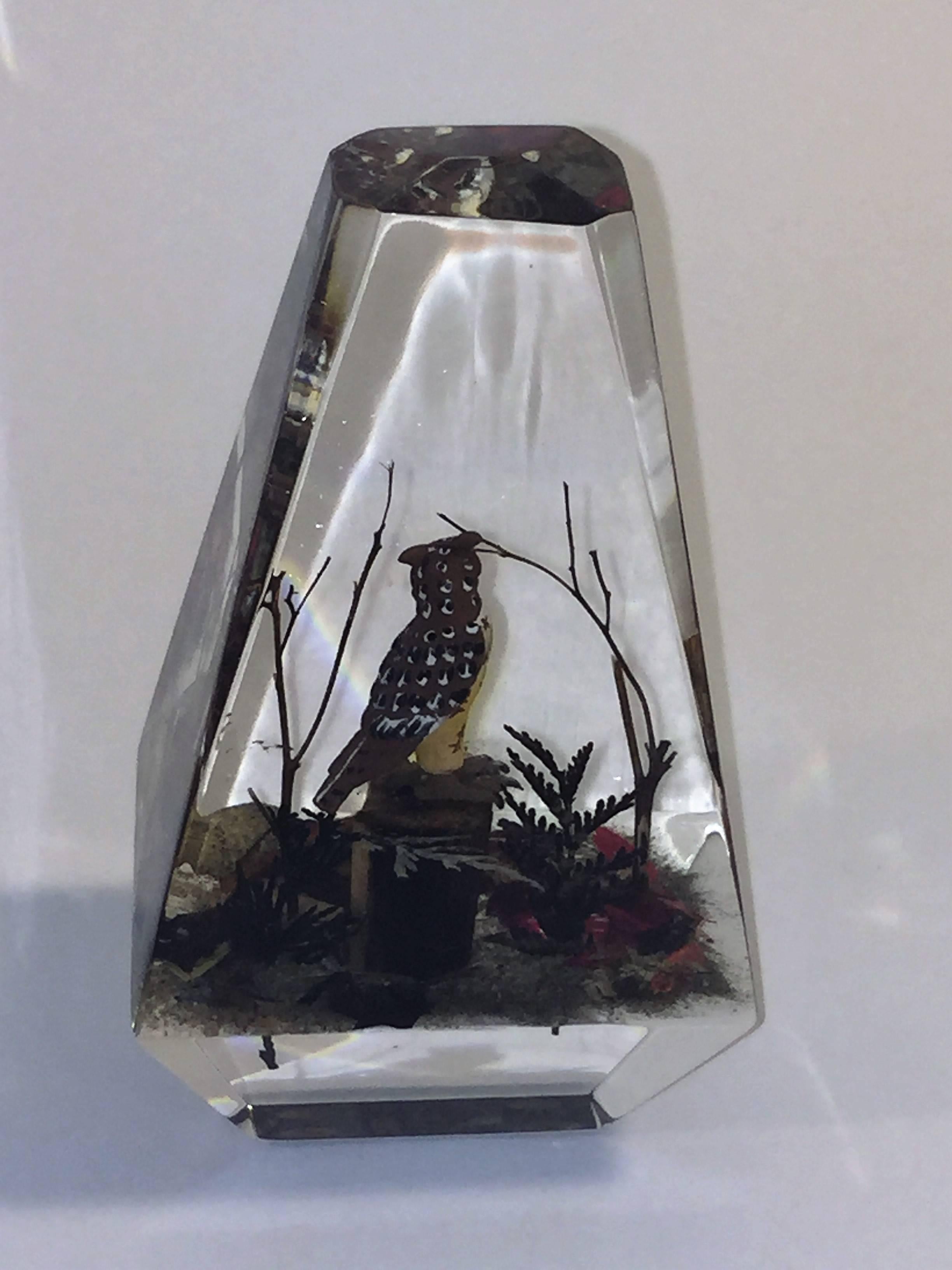 Glorious Modern Trio of High End Lucite Obelisks Encassed with Woodland Scenes For Sale 5