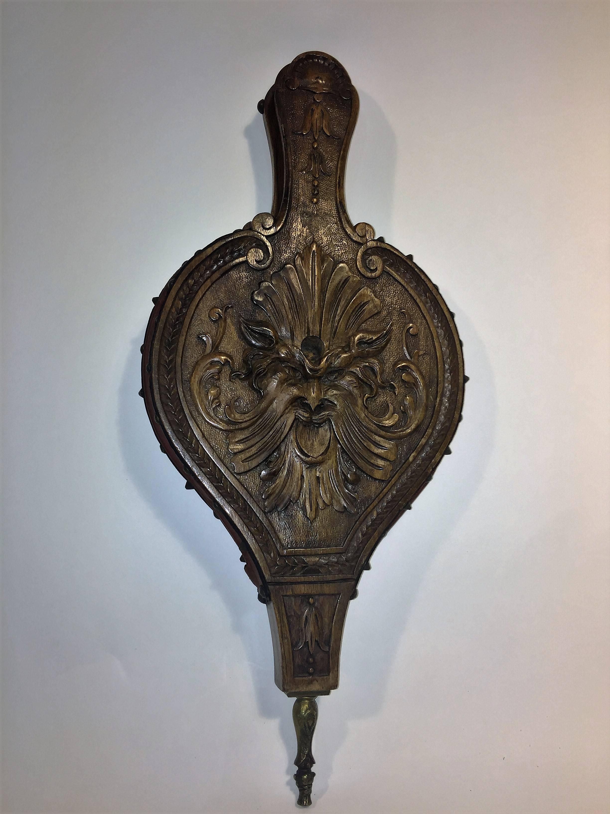 Baroque Amazing Italian Hand-Carved 19th Century Fire Bellows For Sale