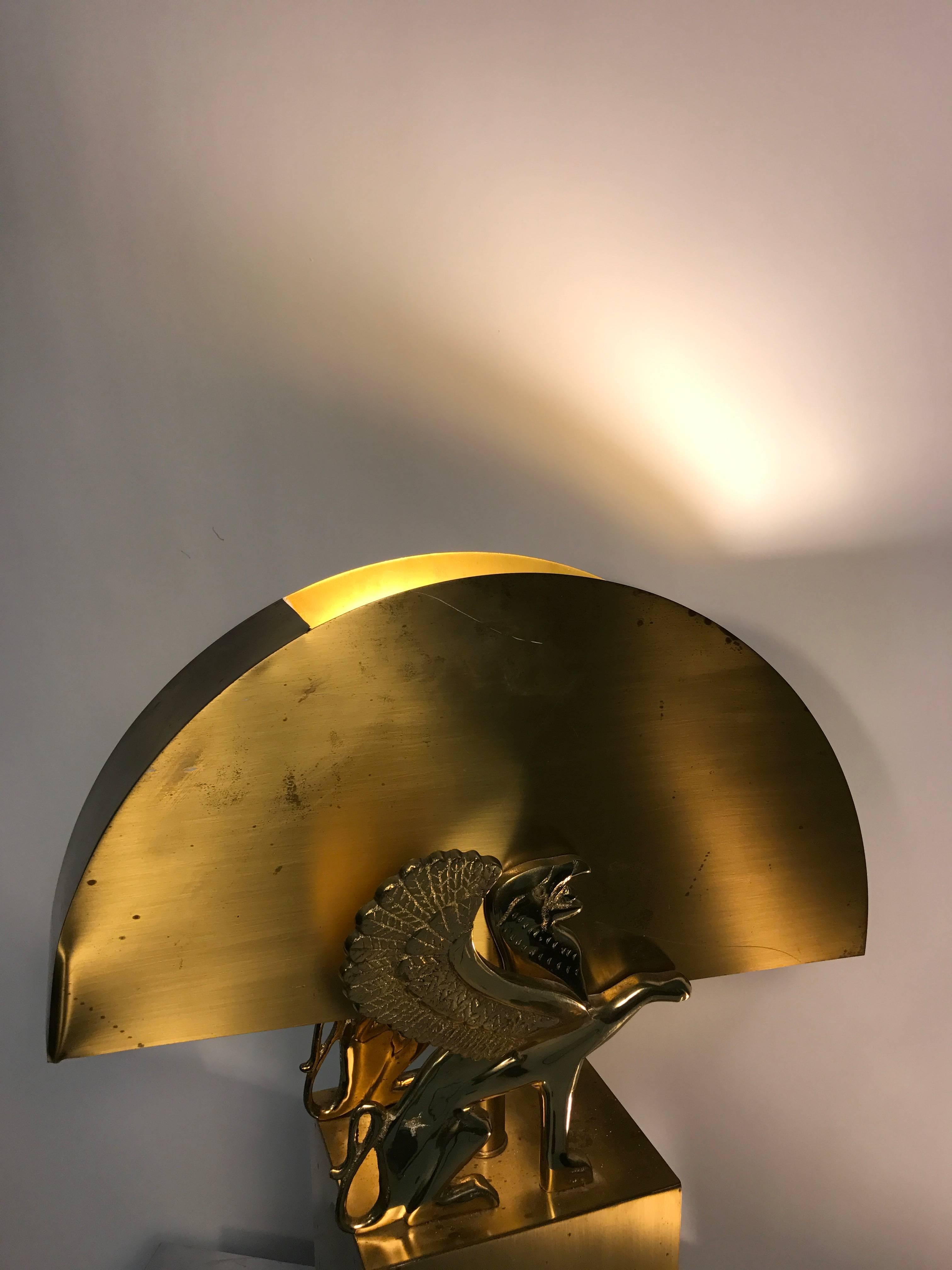 Wonderful Pair of Brass Table Lamps with Winged Lions in the Style of Versace For Sale 2