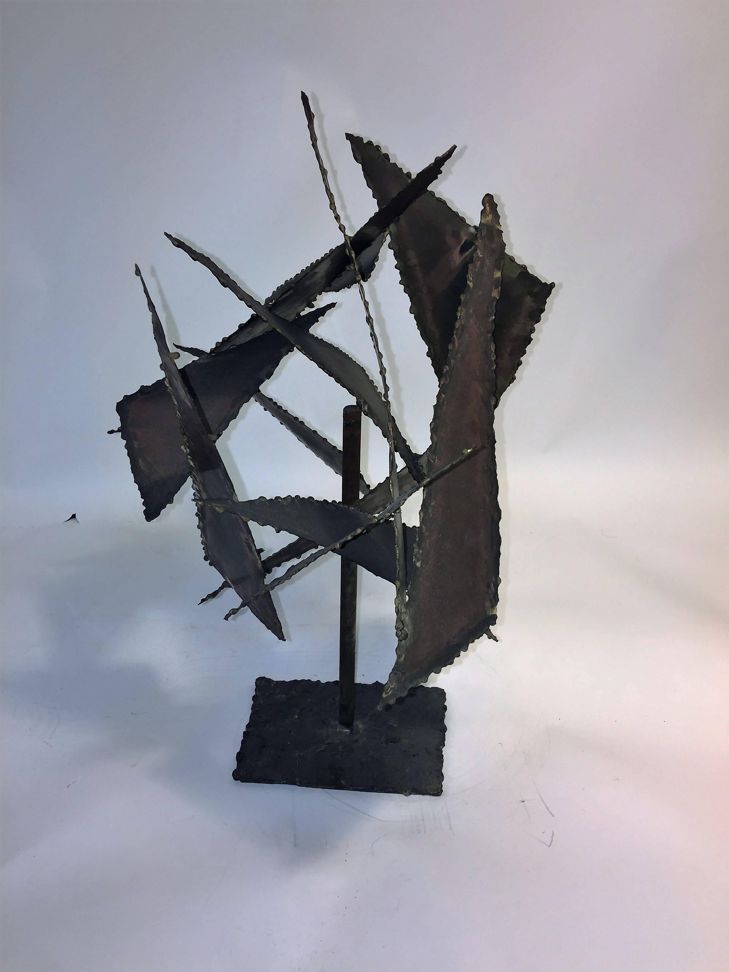 Mid-20th Century  Paul Evans Style Brutalist Torch Cut Metal Sculpture For Sale