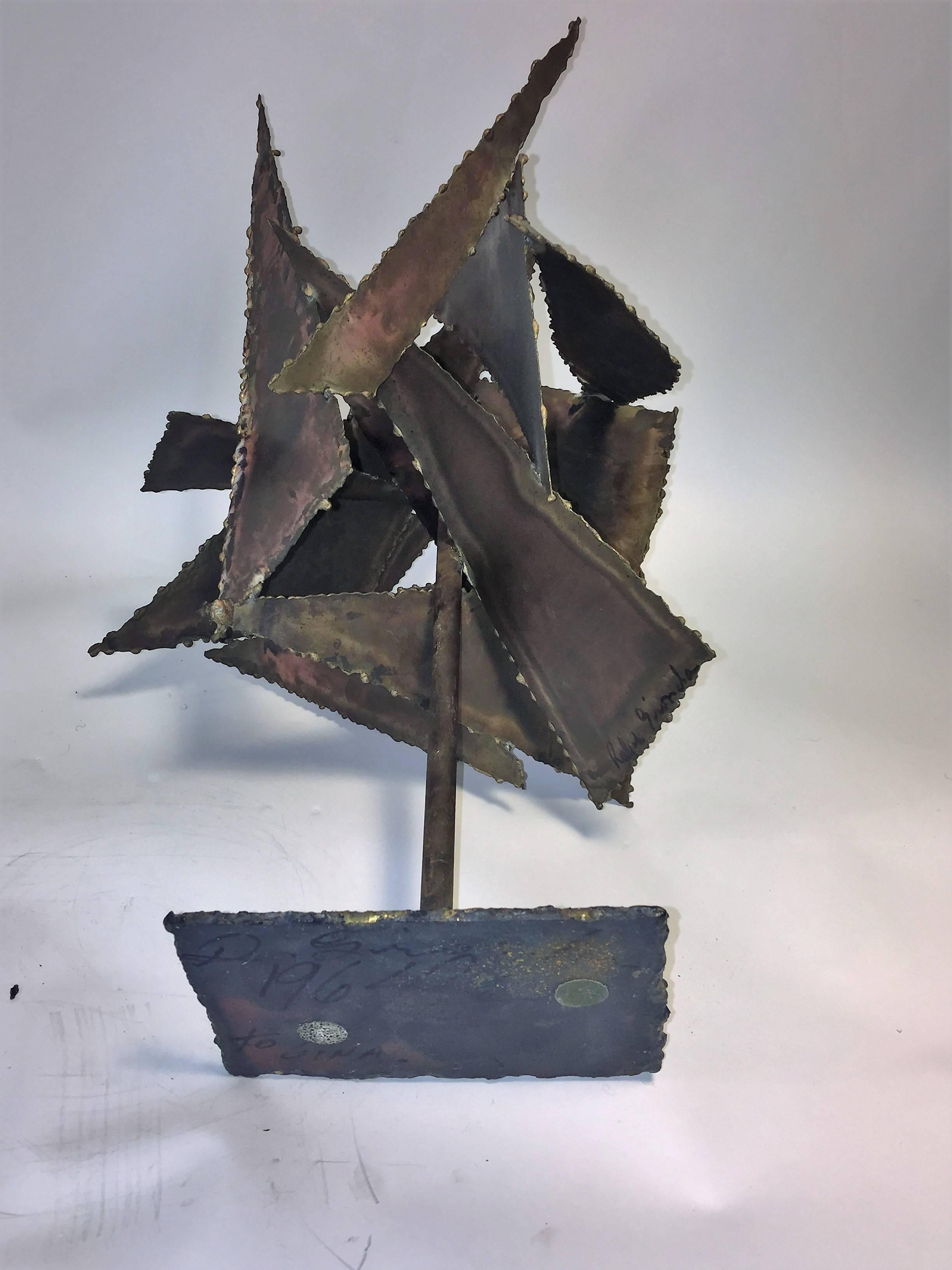  Paul Evans Style Brutalist Torch Cut Metal Sculpture For Sale 1