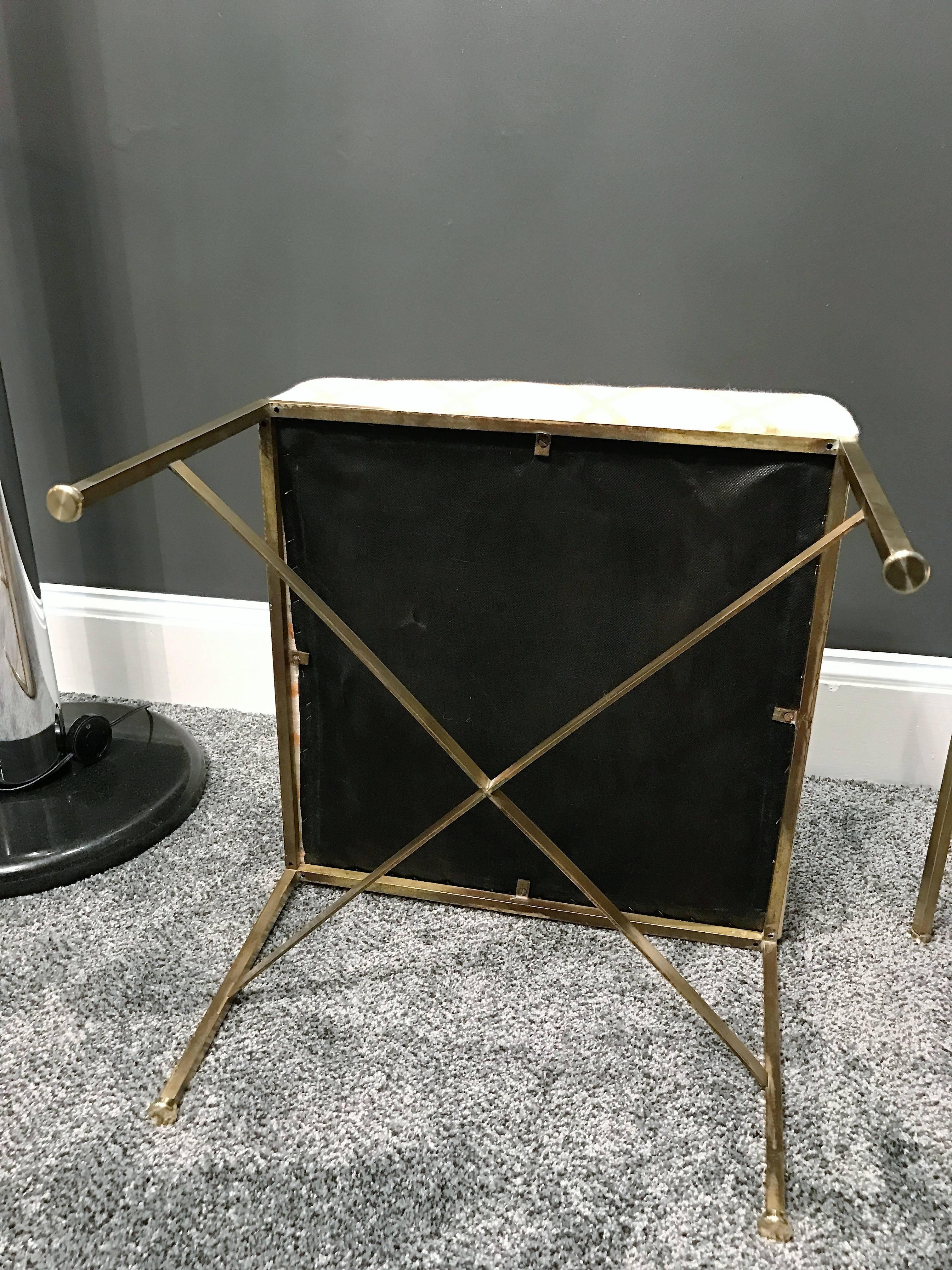 American Pair of Paul McCobb Modernist X-Base Brass Stools For Sale