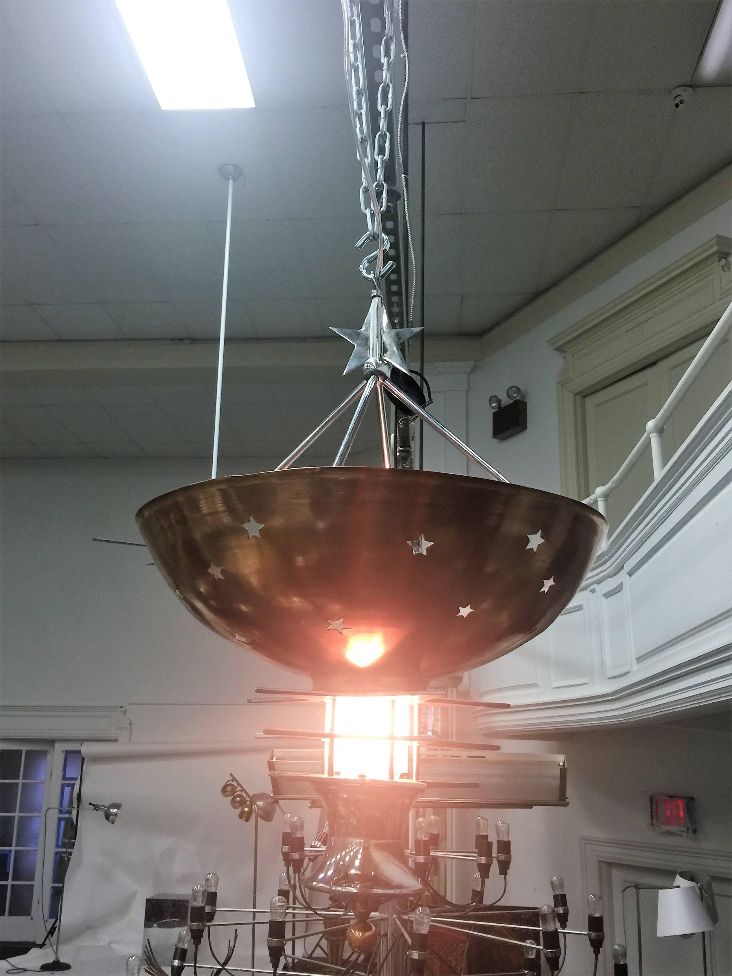 Rare Art Deco Star Chandelier Designed by Lurelle Guild In Good Condition In Mount Penn, PA