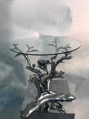 Beautiful Giacometti Style Parrots Amongst Flowering Tree Table