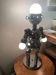 Rare Torino Modernist Chrome Robot Lamp