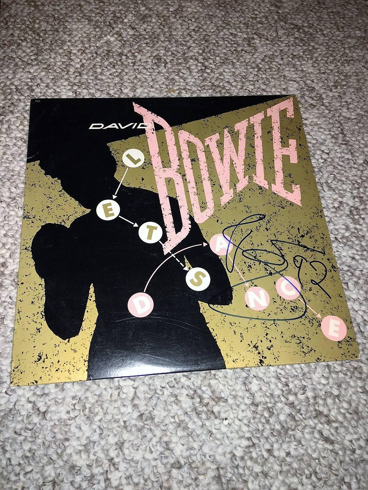 Modern David Bowie Autographed 'Let's Dance' Single Record Cover For Sale