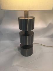 Fantastic Modern Pair of Pierre Cardin Style Brushed Nickel Lamps